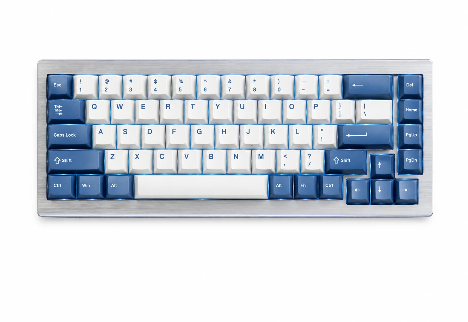 YS Pro 75% 機械鍵盤，藍白鍵帽銀色鋁框